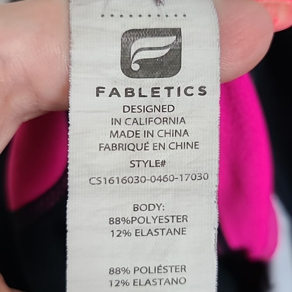 Fabletics PowerHold Capri Leggings S Black Pink Colorblock Pocket Compression - Picture 3 of 10